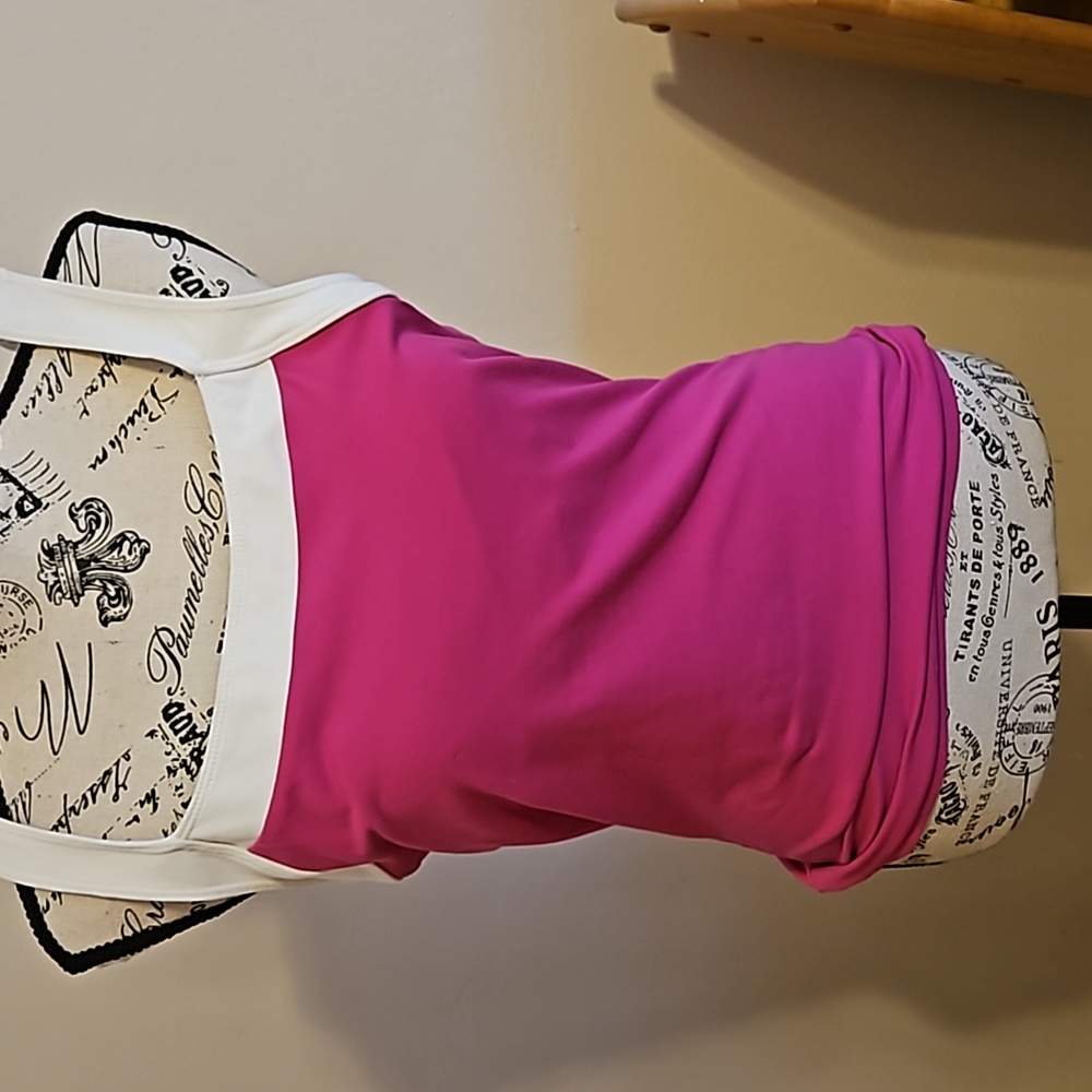 Prana hot pink and white work out top